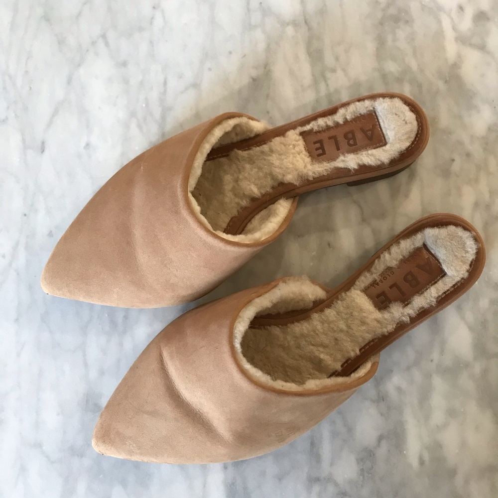 ABLE shearling mule slides sz 8